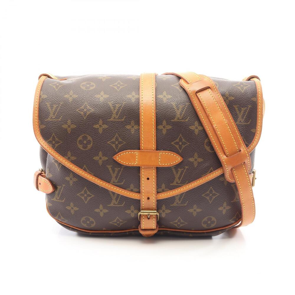 Louis Vuitton Saumur Shoulder Bag Canvas Leather Monogram Brown